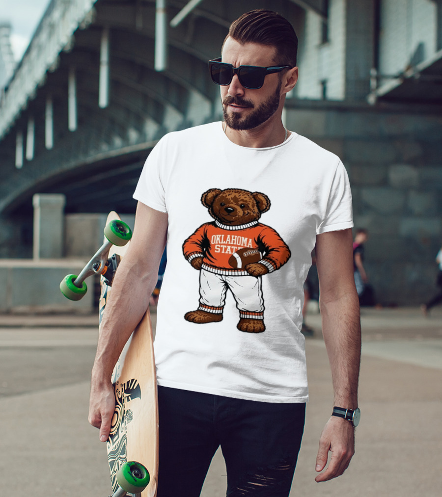 Oklahoma State Football Bear Holding Football Cowboys T-Shirt
