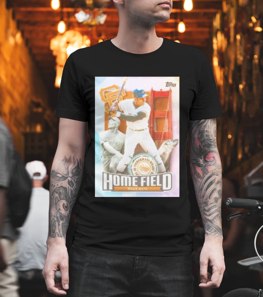 San Francisco Giants Willie Mays Topps Home Field Fisherman's Wharf Golden Gate Bridge T-Shirt
