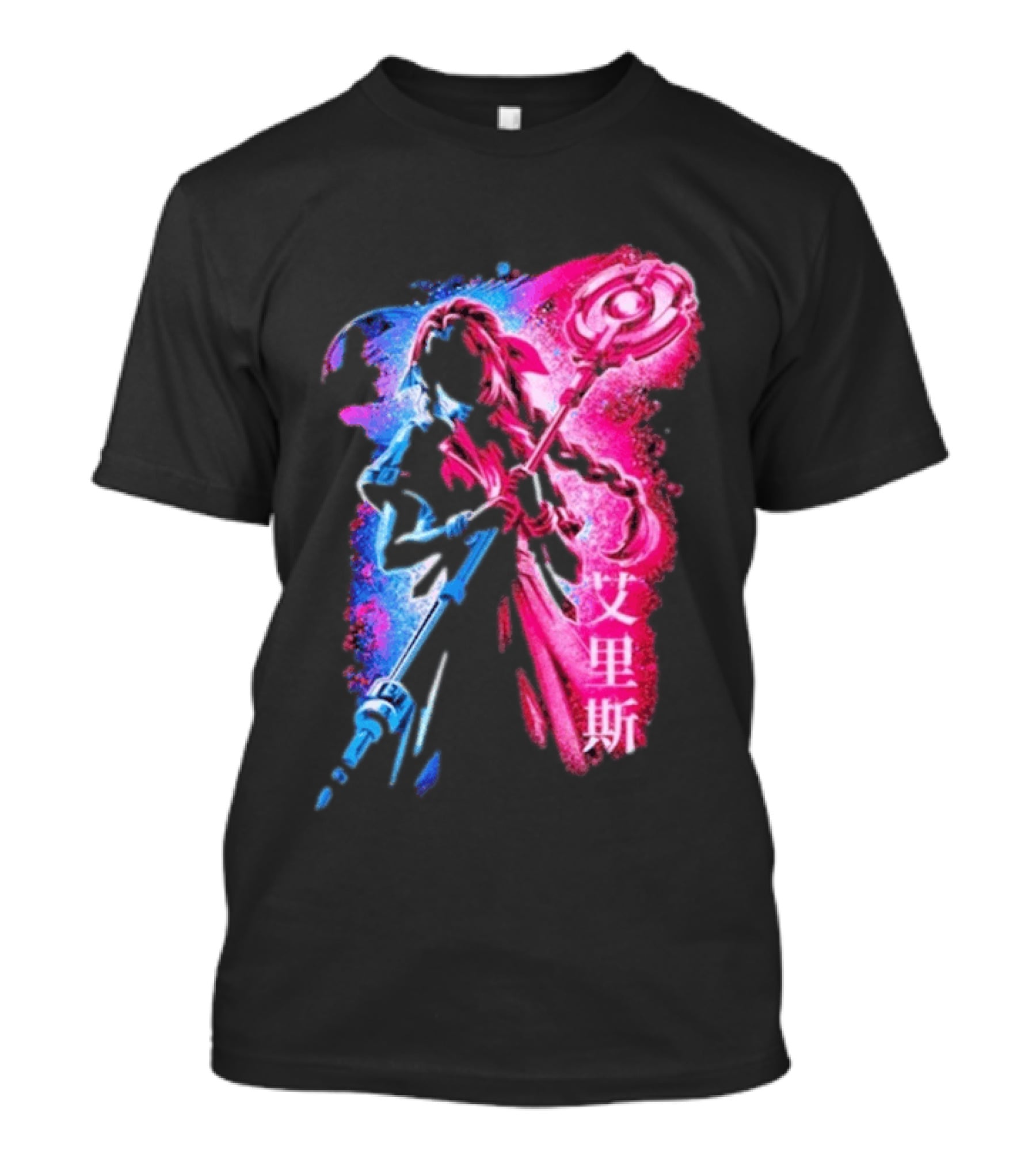Aerith Gainsborough Final Fantasy VII Pink And Blue Japanese T-Shirt