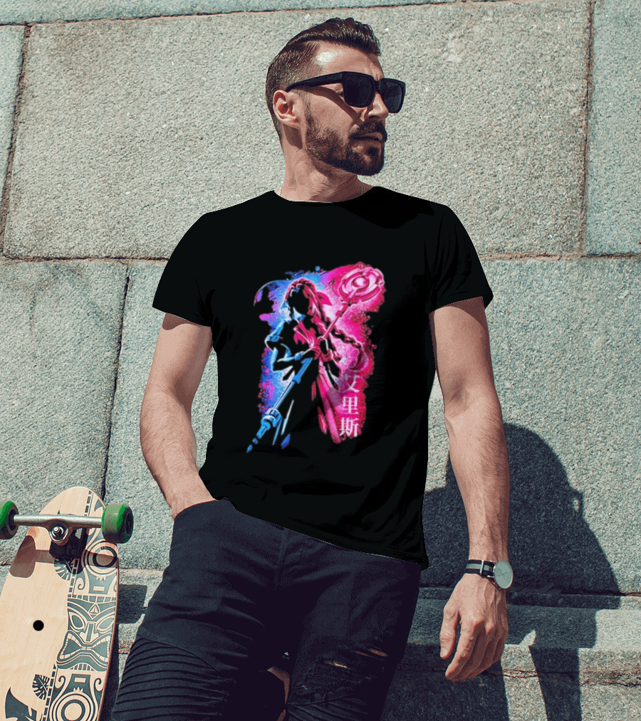 Aerith Gainsborough Final Fantasy VII Pink And Blue Japanese T-Shirt
