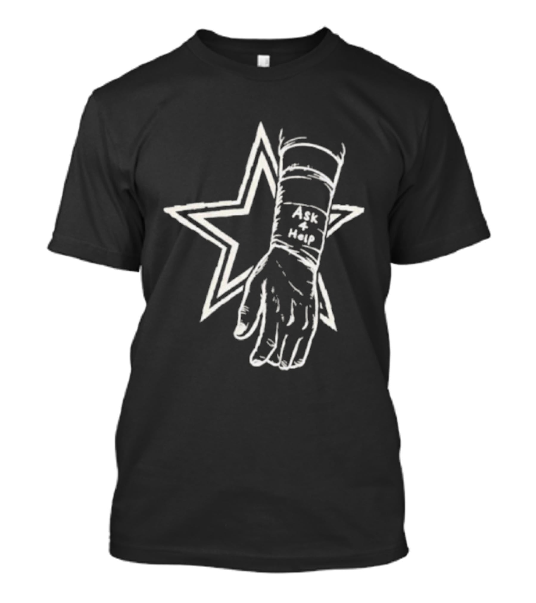 Ask 4 Help Star Hand Mental Health Awareness T-Shirt
