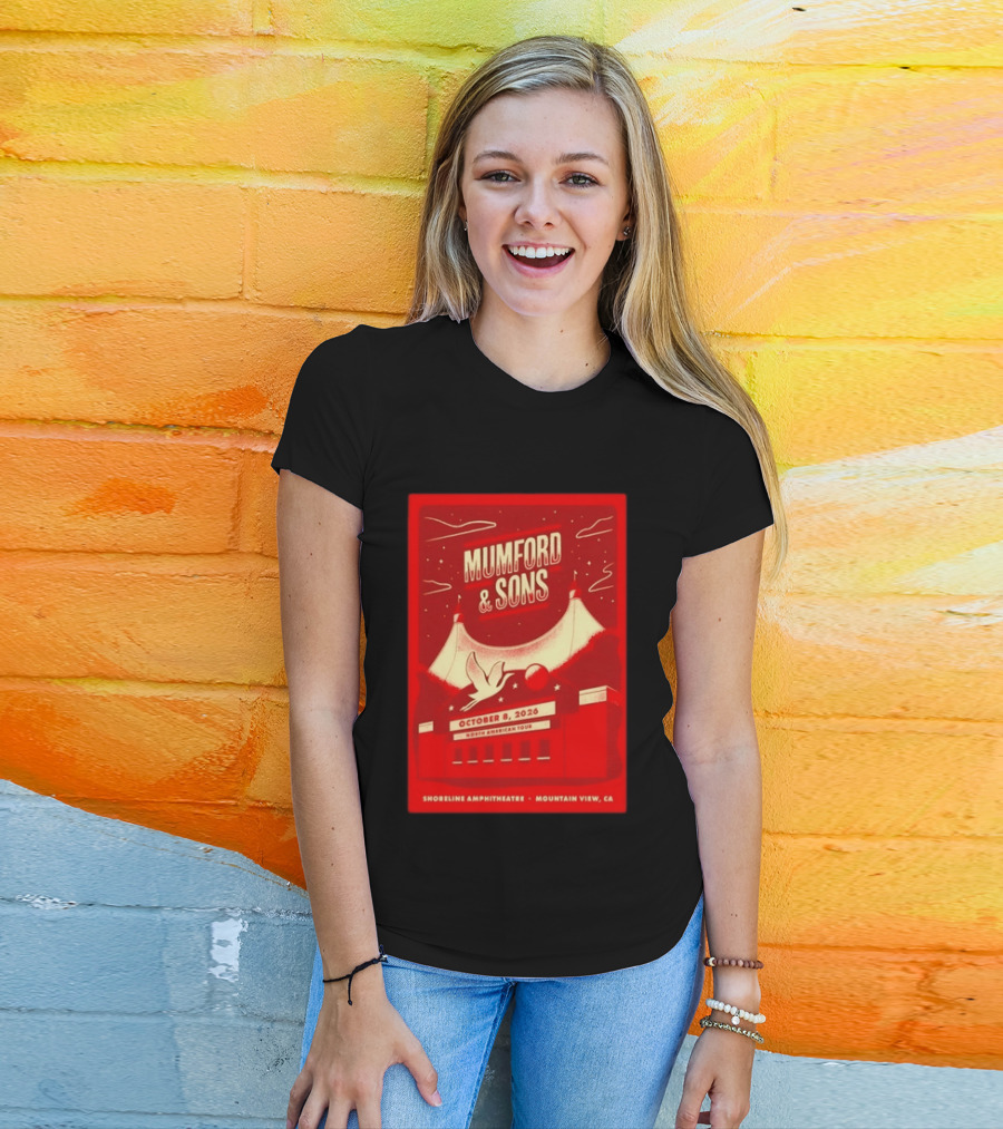 Mumford & Sons North American Tour October 8 2026 Shoreline Amphitheatre Mountain View CA T-Shirt