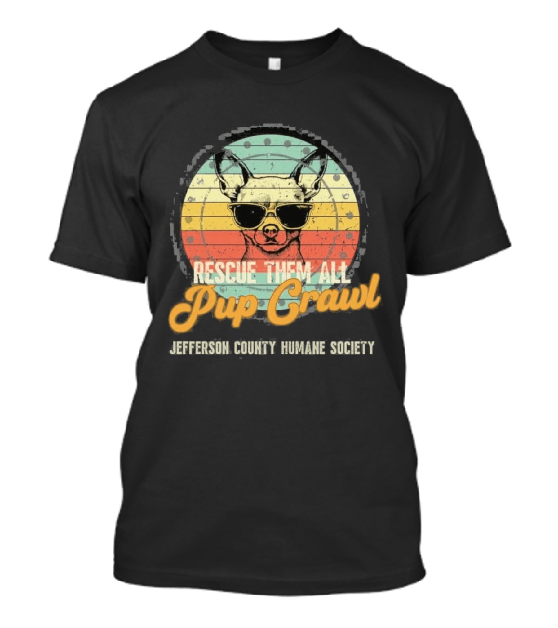 Chihuahua Rescue Them All Pup Crawl Jefferson County Humane Society T-Shirt