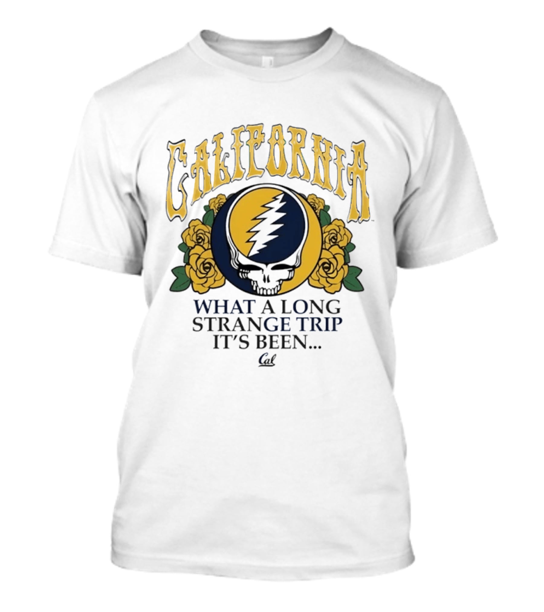 California Grateful Dead Steal Your Face Roses What A Long Strange Trip It's Been T-Shirt