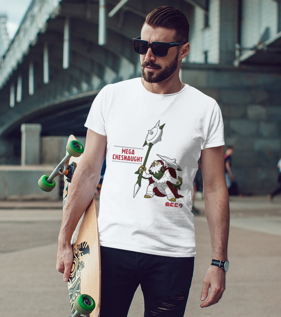 Mega Chesnaught 0652 Pokemon Pokedex Gaming Axe Warrior T-Shirt