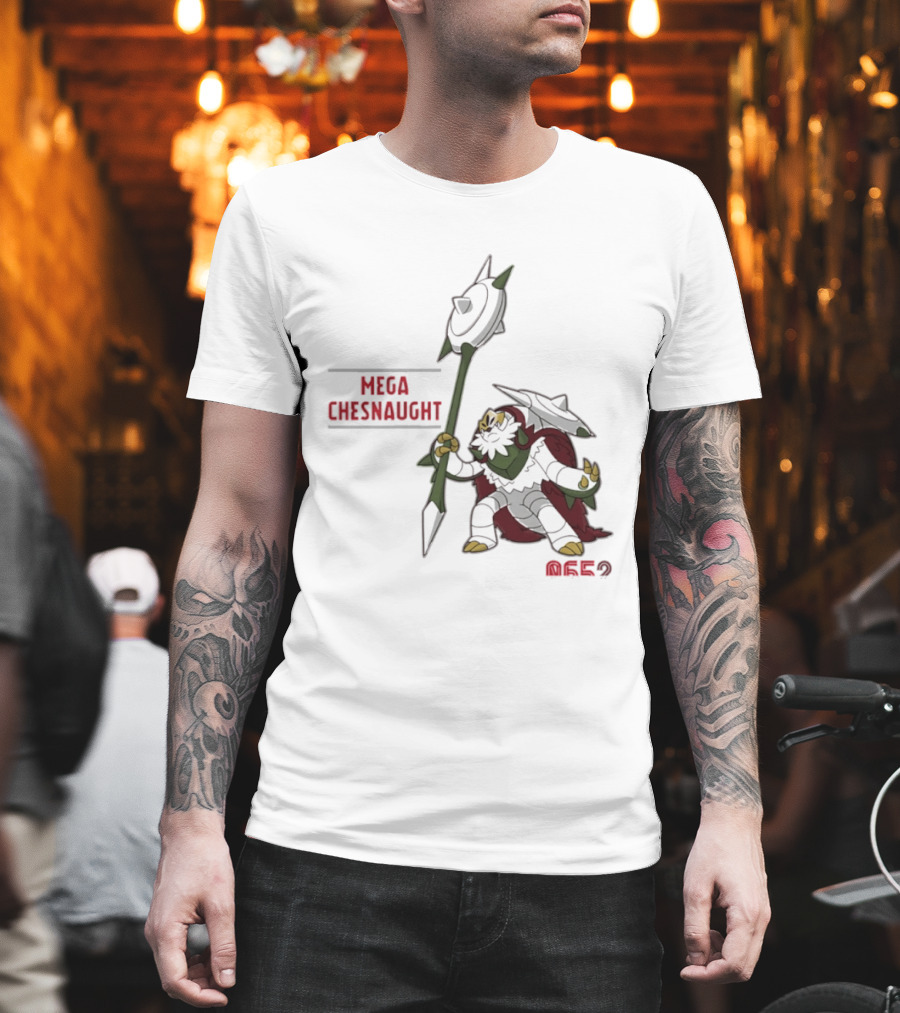 Mega Chesnaught 0652 Pokemon Pokedex Gaming Axe Warrior T-Shirt