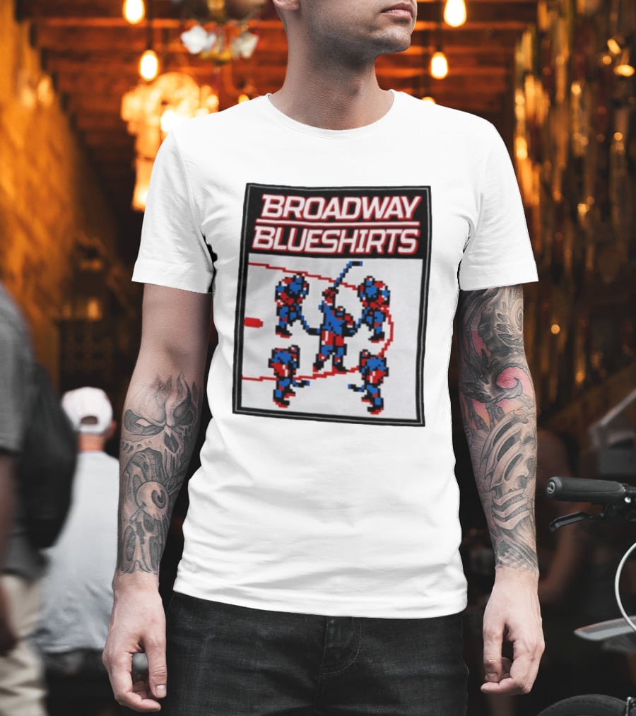 Broadway Blueshirts New York Rangers NHL Pixel Hockey Players T-Shirt