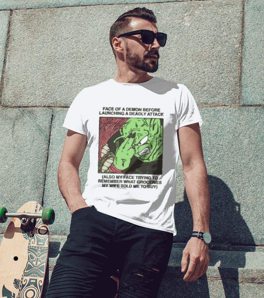 Piccolo Face Of A Demon Before Launching A Deadly Attack Meme Also My Face Trying To Understand Instructions My Wife Told Me To Buy T-Shirt