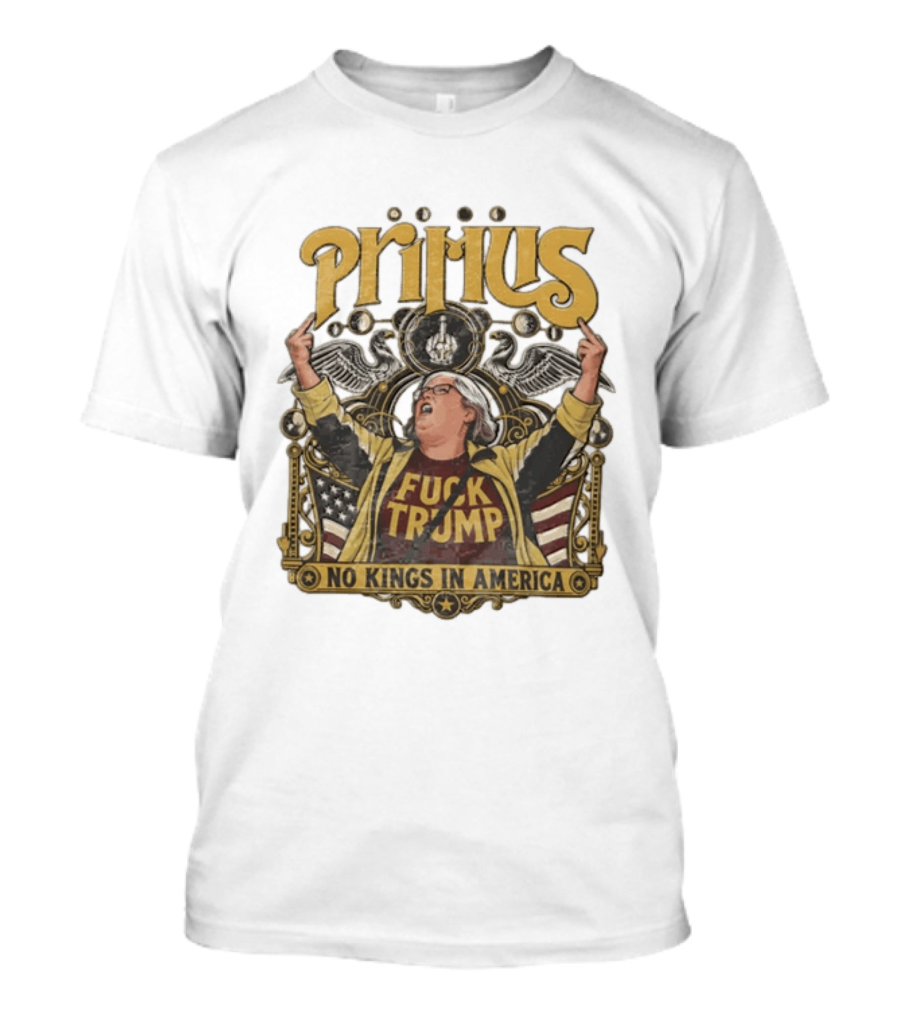 Primus No Kings In America Middle Finger Aunt Sue T-Shirt