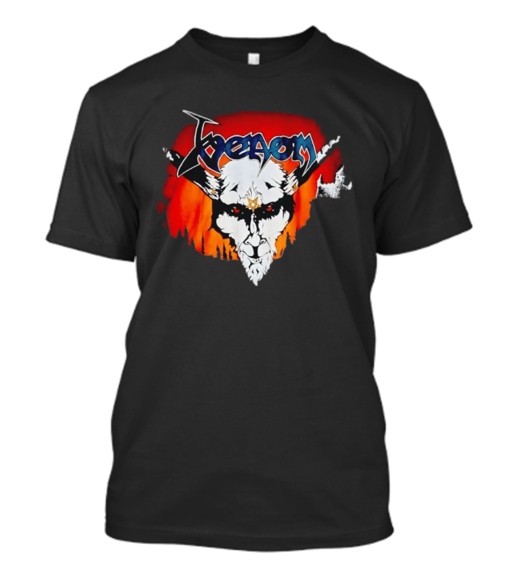 Venom Heavy Metal Goat With Star Symbol And Fiery T-Shirt