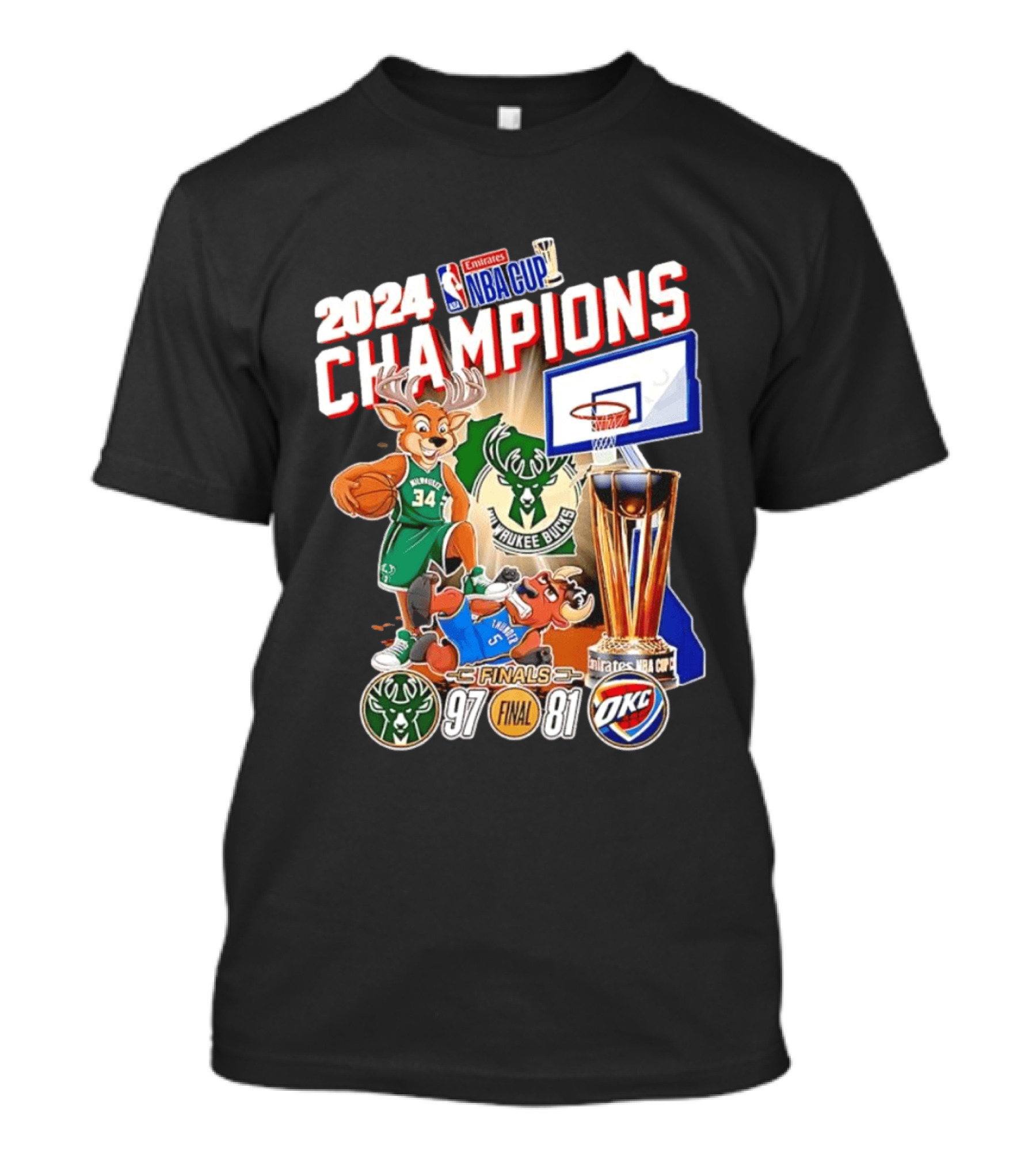 2024 NBA Cup Champions Milwaukee Bucks 97 81 Final T-Shirt