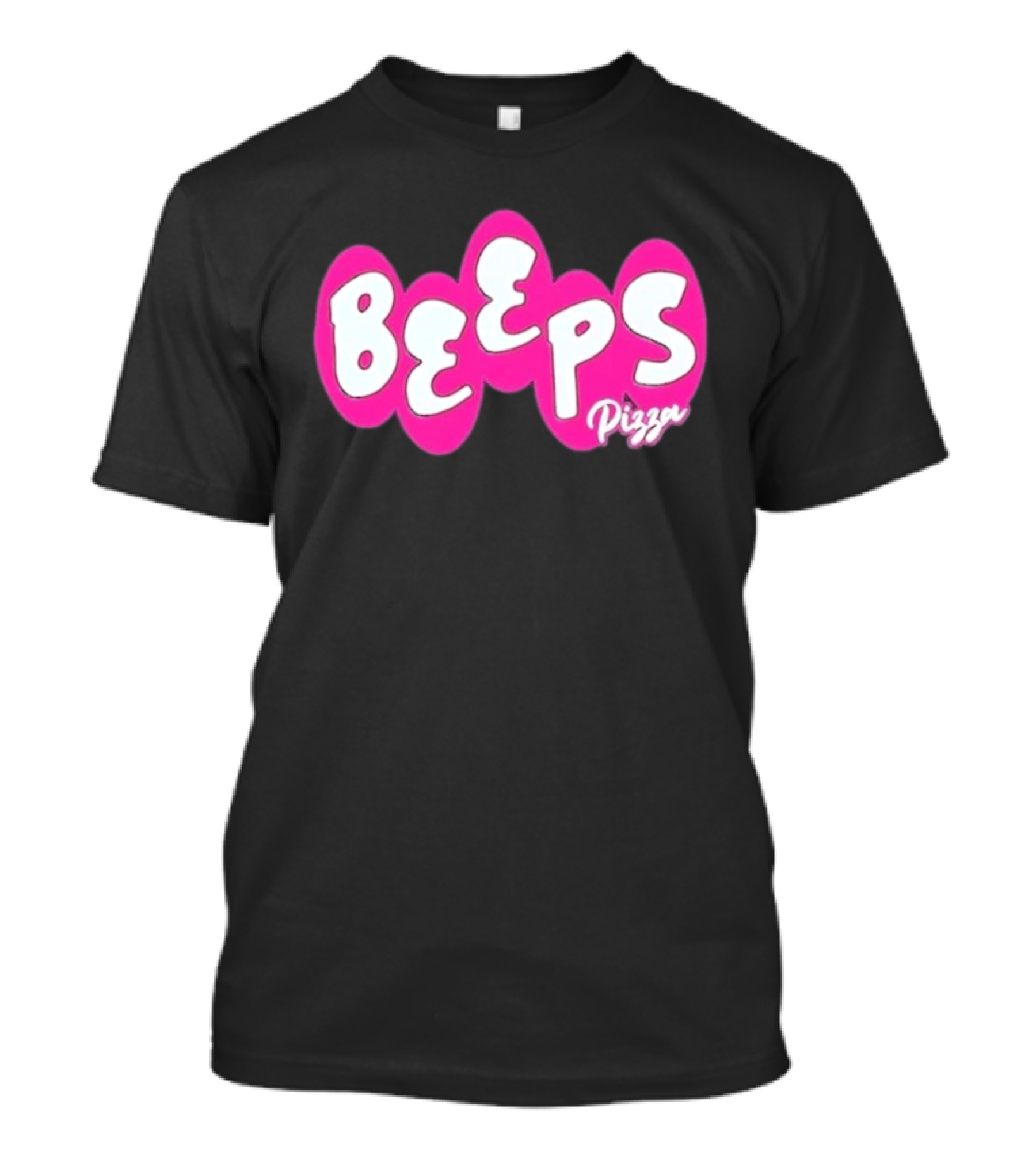 Beeps Pizza Retro Pink Bubble Lettering T-Shirt