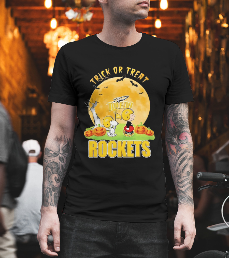 Toledo Rockets Trick Or Treat Halloween Charlie Brown Snoopy T-Shirt