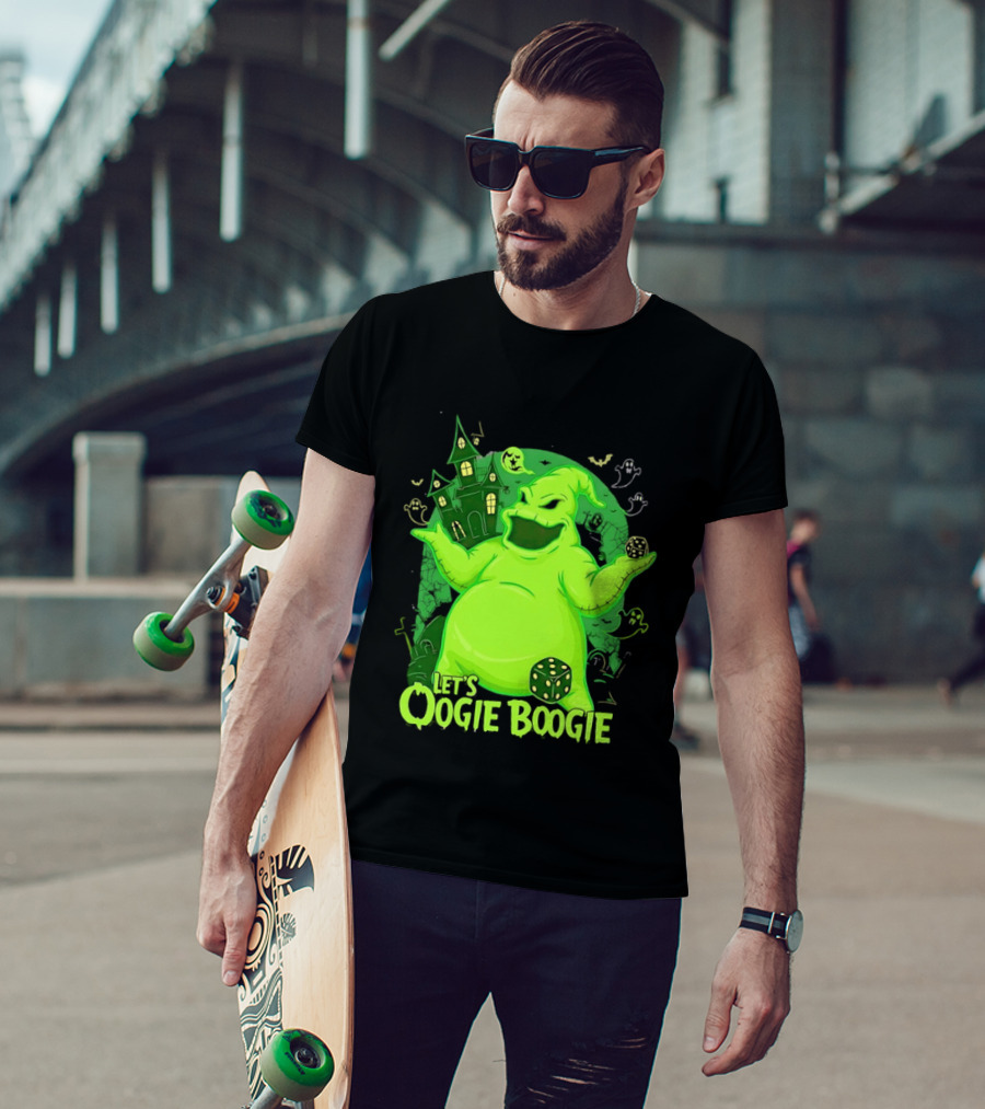 Oogie Boogie Let's Oogie Boogie Haunted Dice Green Ghosts Nightmare Before Christmas T-Shirt