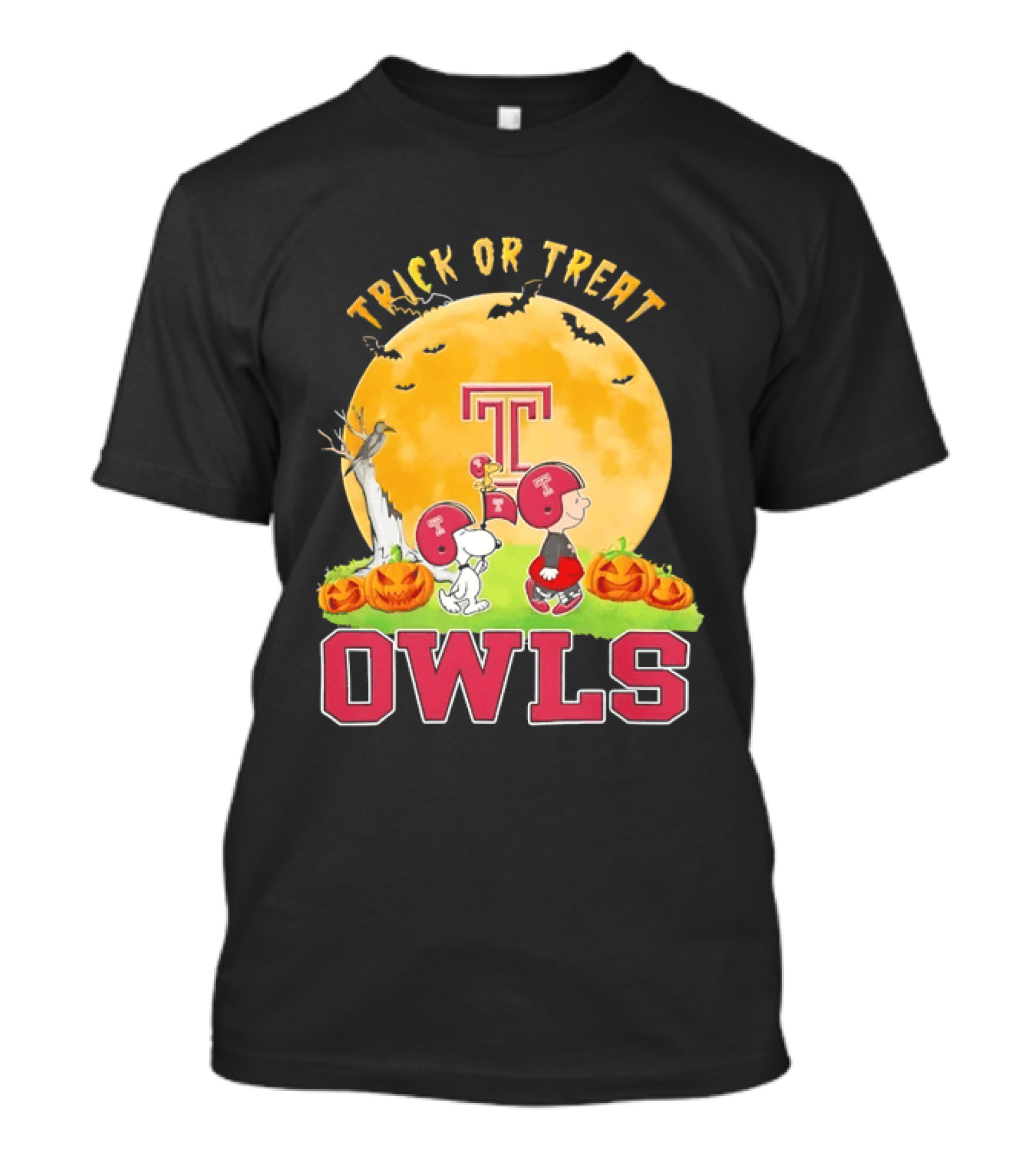 Trick Or Treat Temple Owls Charlie Brown Snoopy Halloween T-Shirt