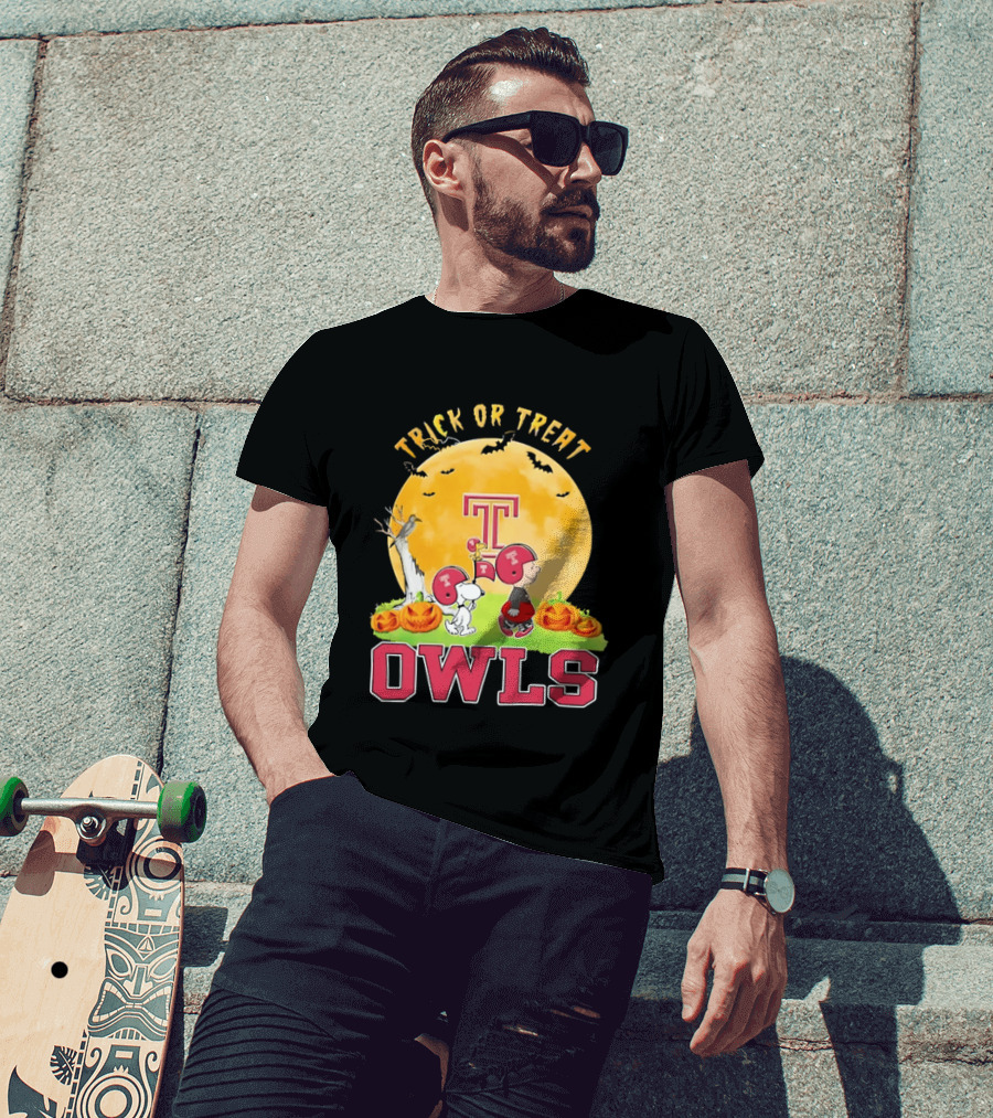 Trick Or Treat Temple Owls Charlie Brown Snoopy Halloween T-Shirt