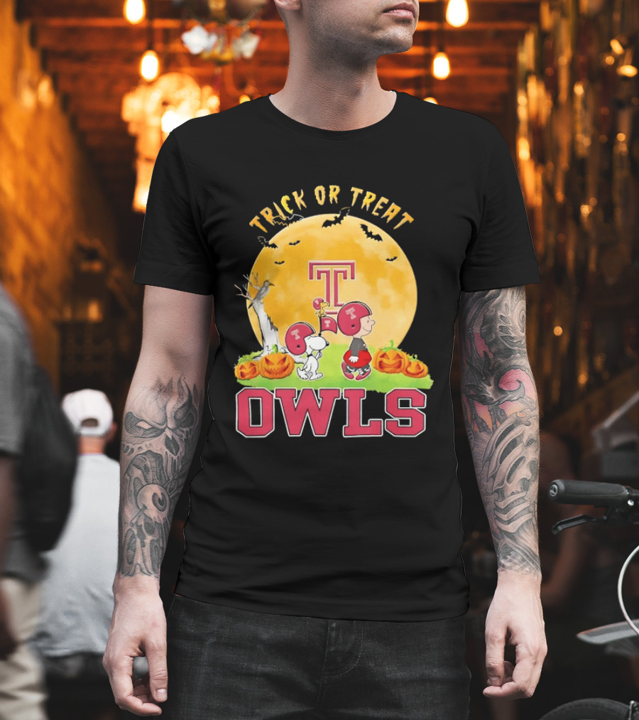 Trick Or Treat Temple Owls Charlie Brown Snoopy Halloween T-Shirt