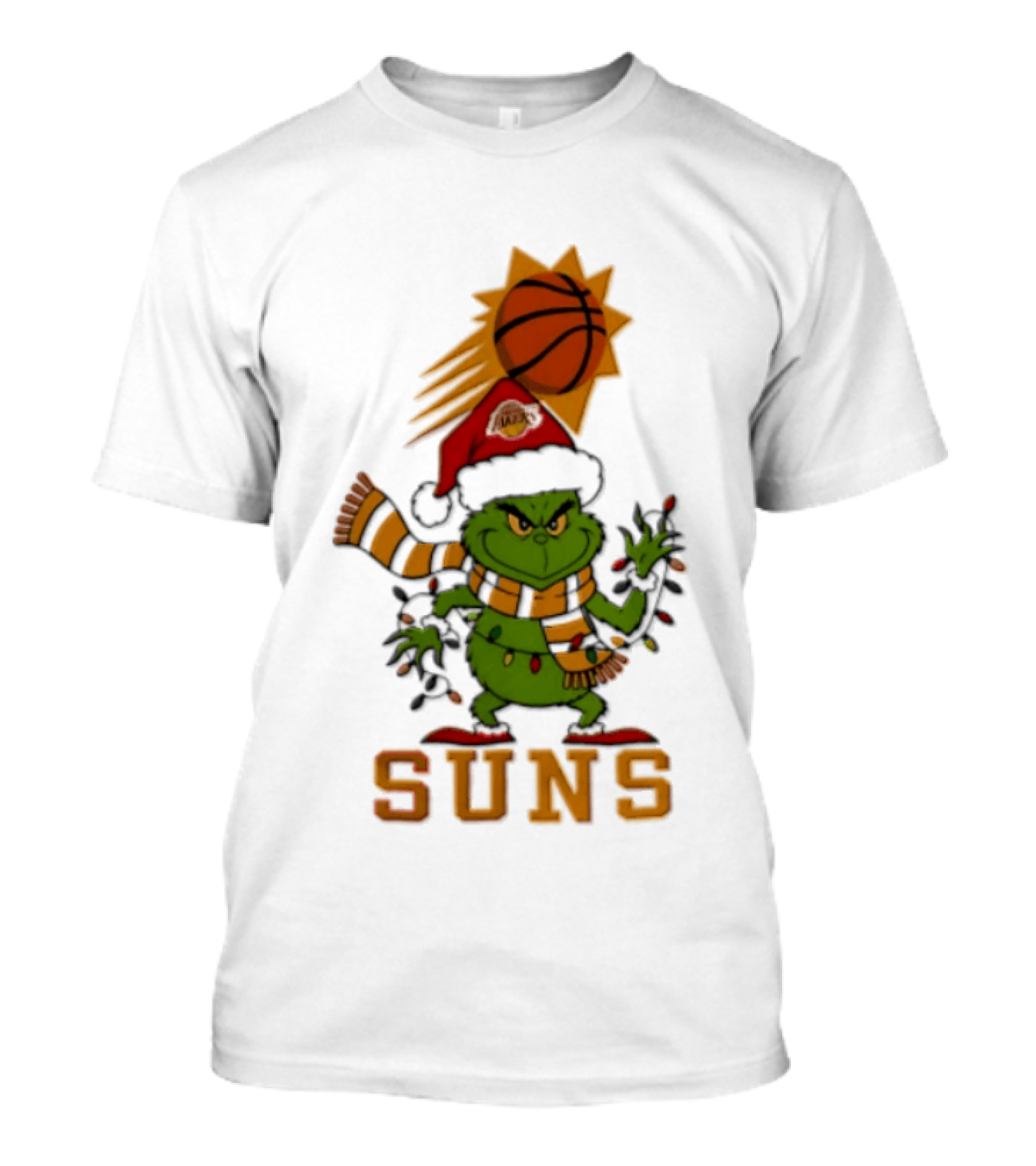 Grinch Phoenix Suns Christmas 2026 Santa Hat Basketball T-Shirt