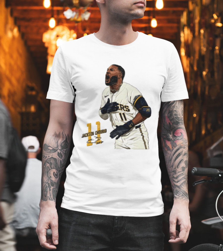 Jackson Chourio 11 Brewers Baseball Player Celebration T-Shirt