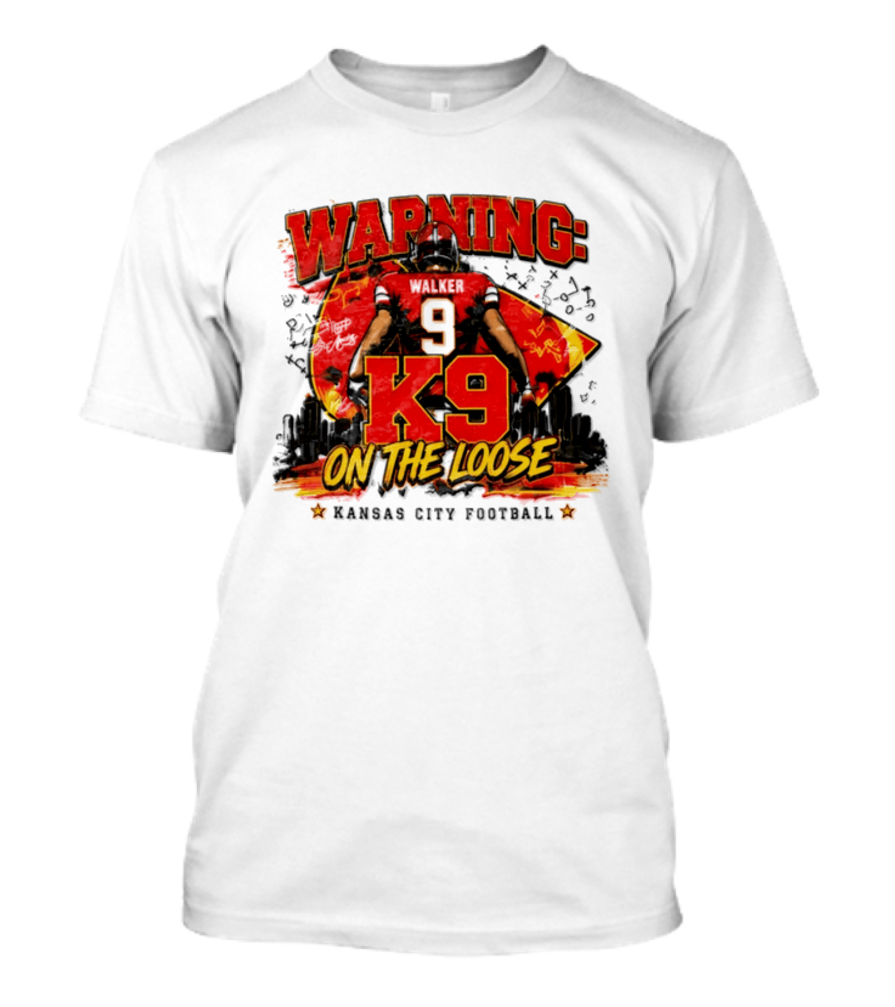 Warning K9 On The Loose 9 Kansas City Football T-Shirt