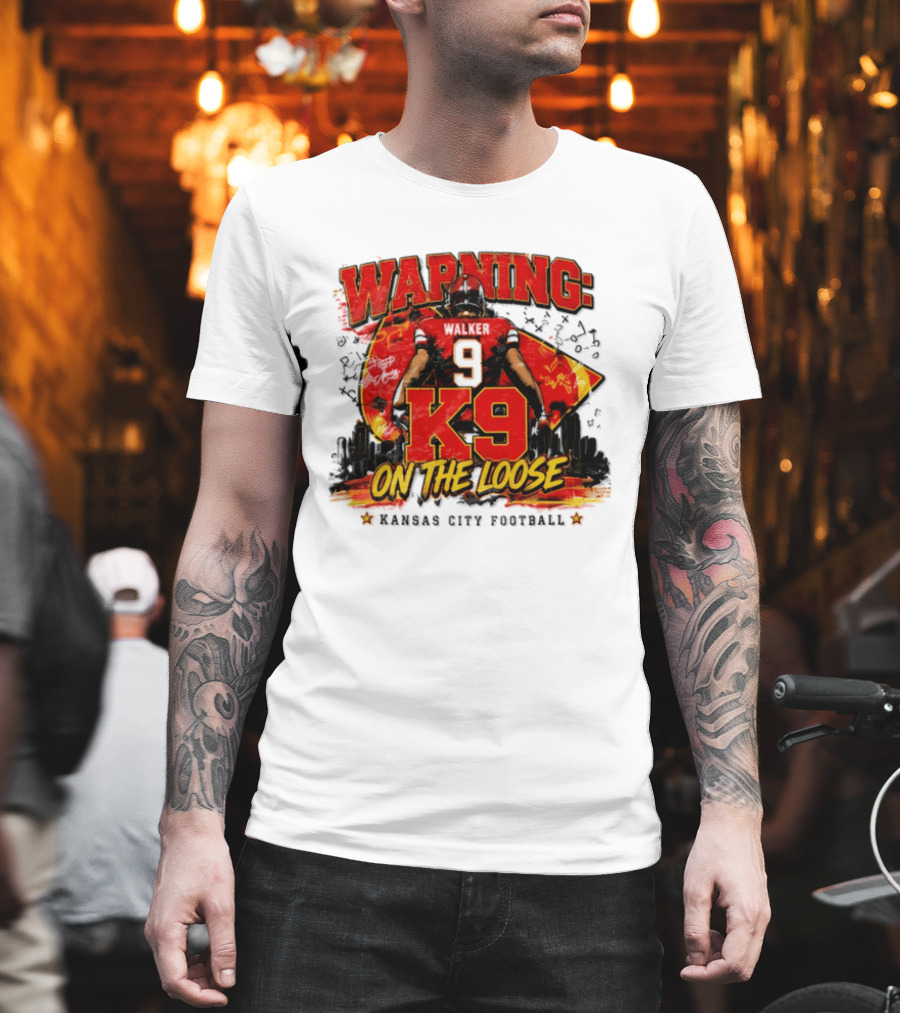 Warning K9 On The Loose 9 Kansas City Football T-Shirt