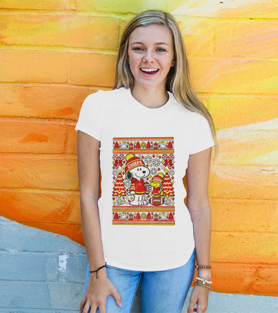 Kansas City Chiefs Snoopy Woodstock Christmas Football Sweater T-Shirt