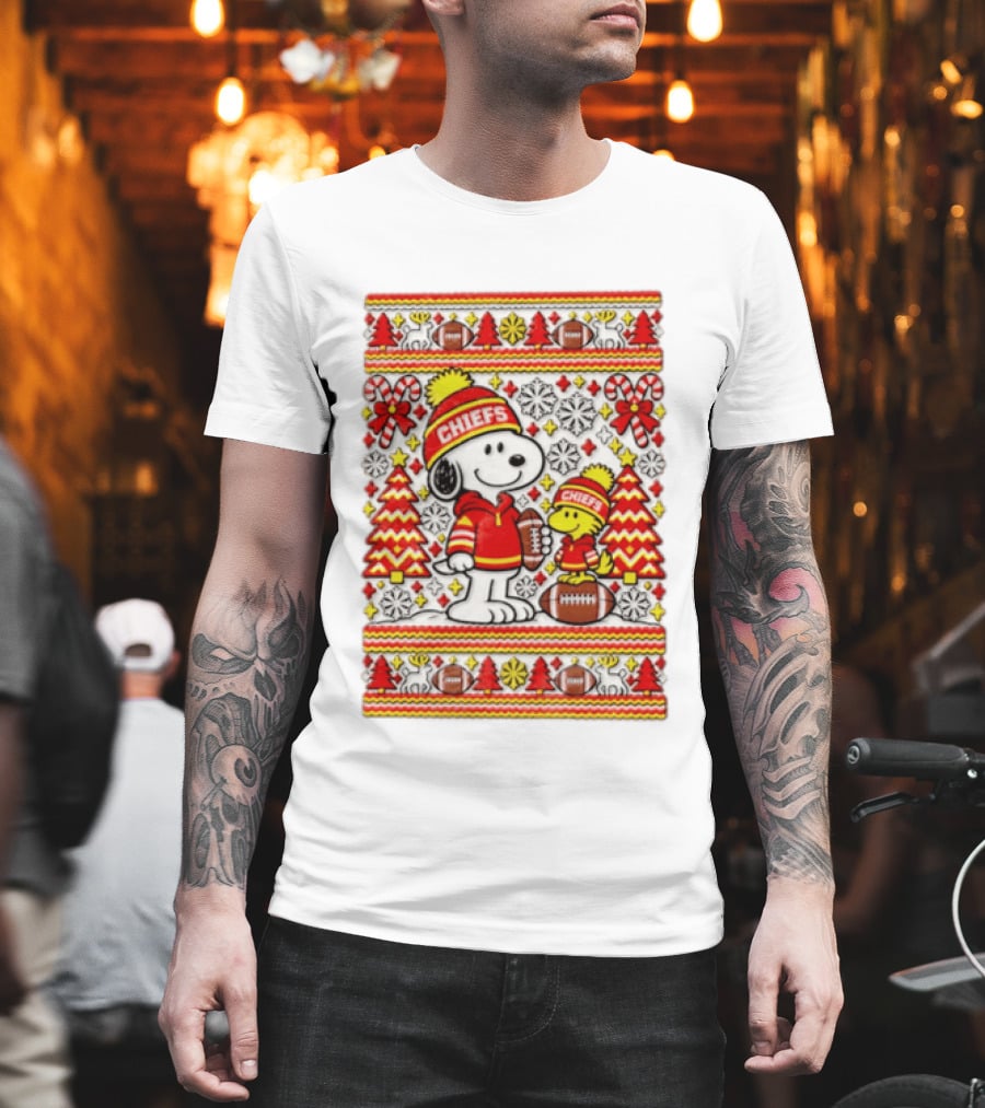 Kansas City Chiefs Snoopy Woodstock Christmas Football Sweater T-Shirt