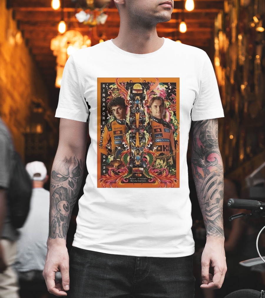 Singapore GP 2026 Oscar Piastri McLaren Racing Art By Ervance Dwiputra T-Shirt