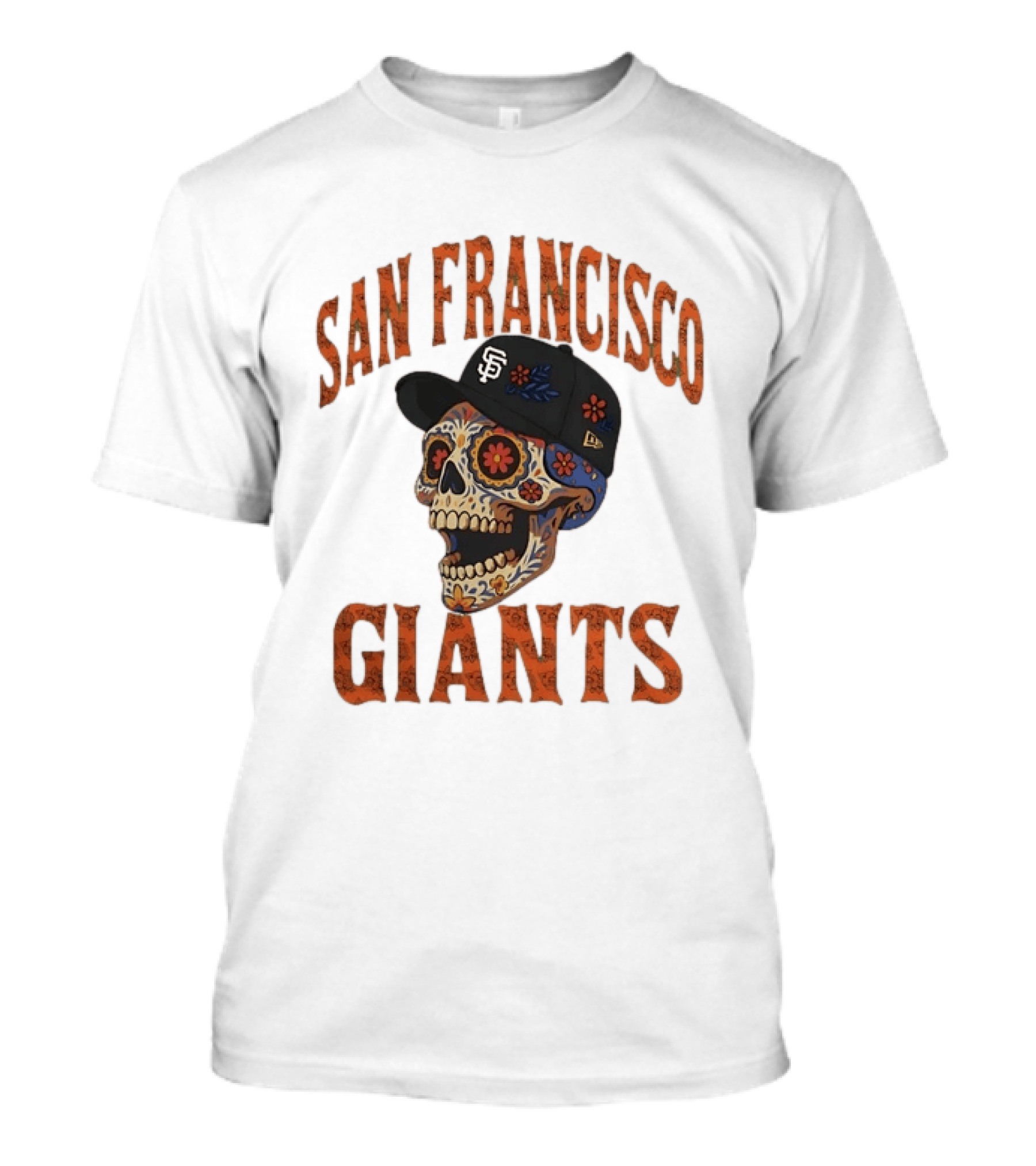 San Francisco Giants Sugar Skull Cap Floral Decor T-Shirt