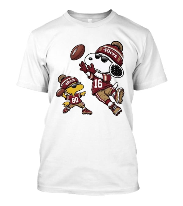 San Francisco 49ers Snoopy Woodstock Football Players Number 16 80 T-Shirt