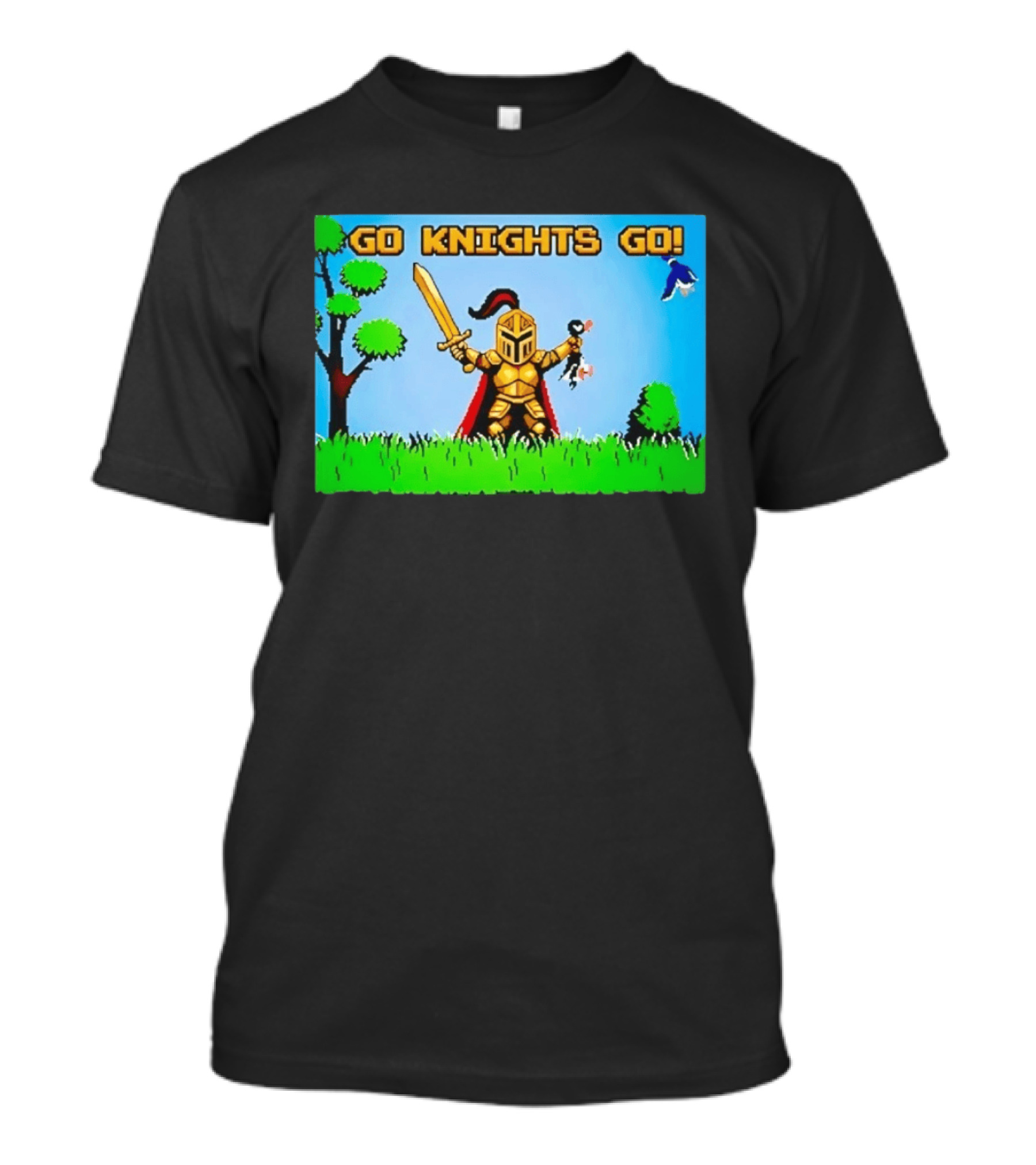 Go Knights Go Pixel Knight 8 Bit Gaming T-Shirt