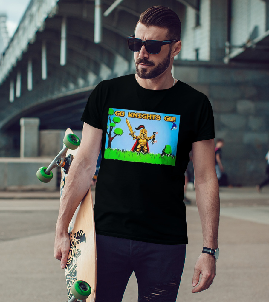 Go Knights Go Pixel Knight 8 Bit Gaming T-Shirt