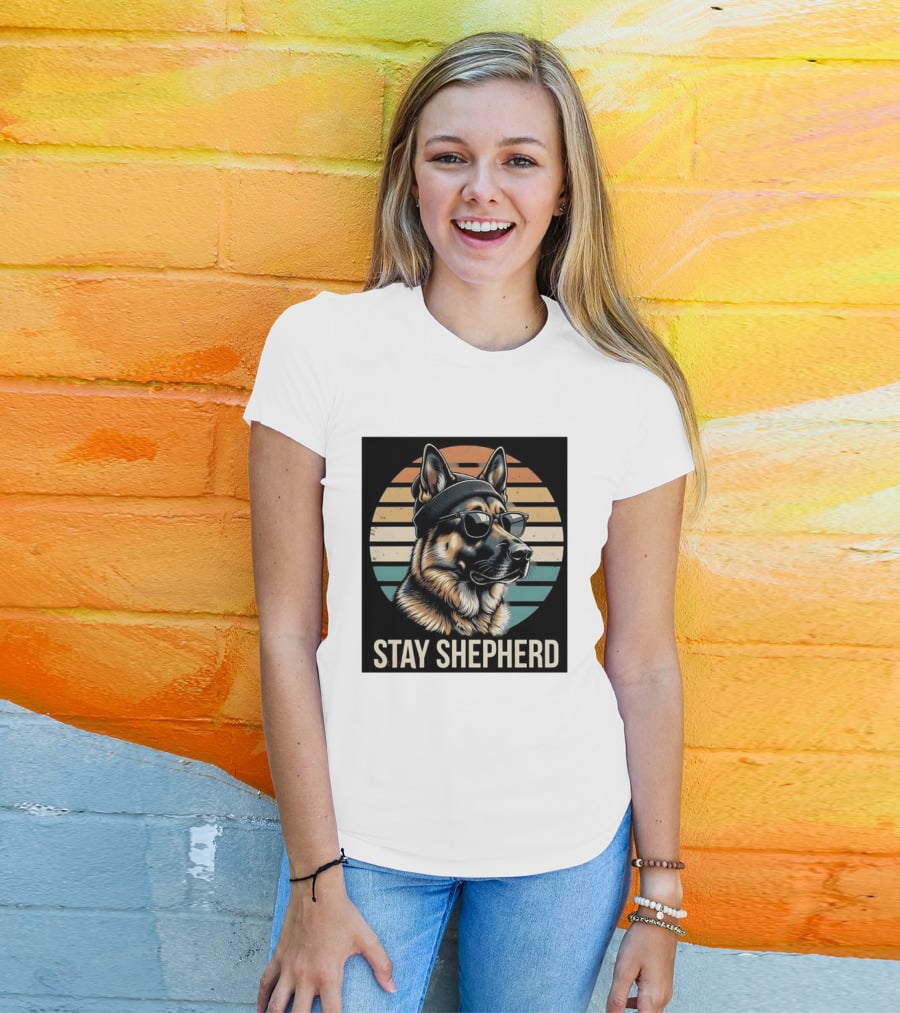 German Shepherd Dog Sunset Stay Shepherd T-Shirt