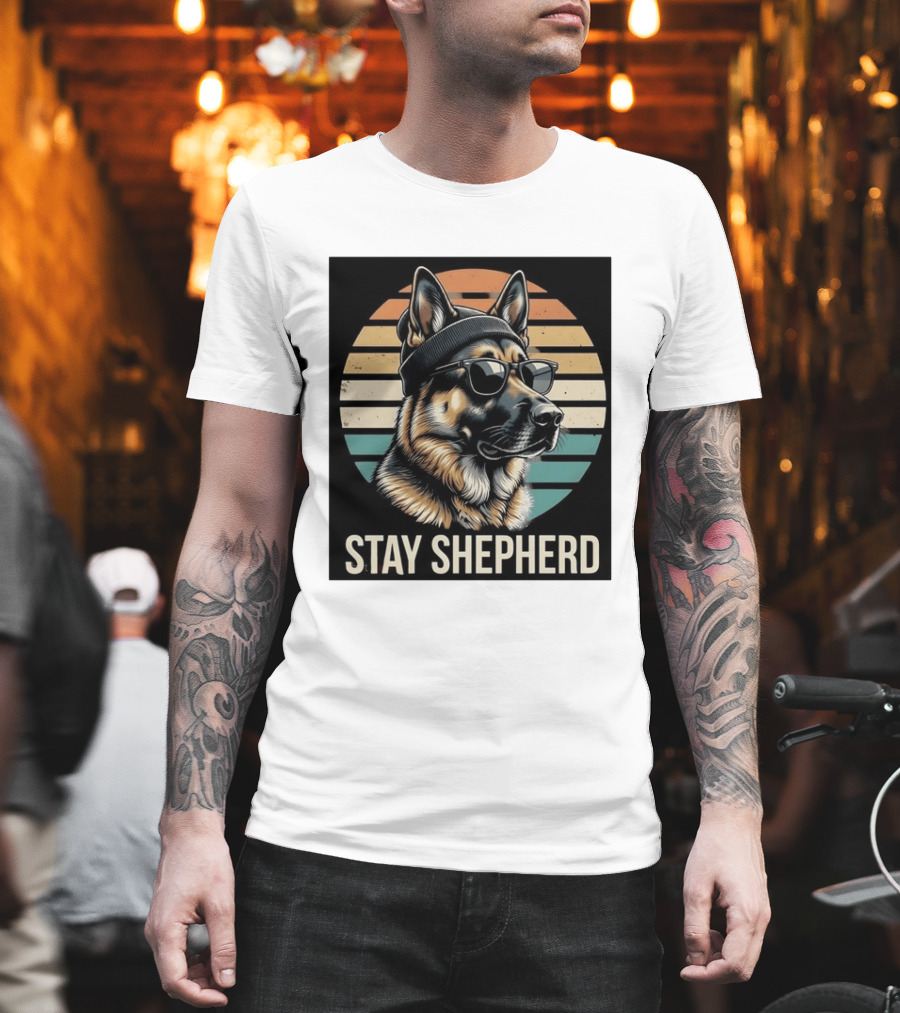 German Shepherd Dog Sunset Stay Shepherd T-Shirt