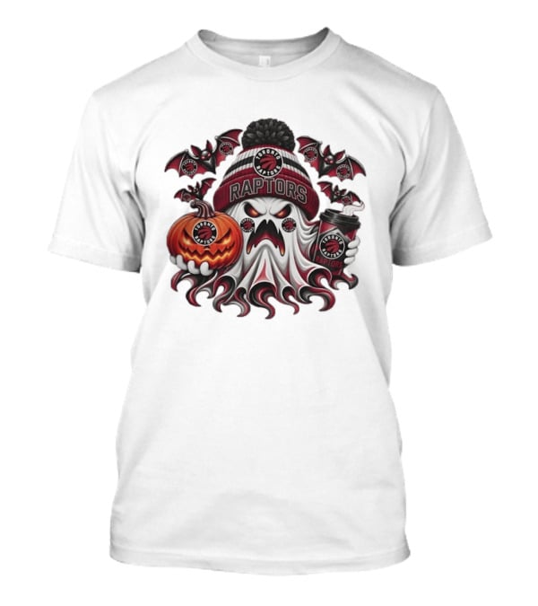 Toronto Raptors Halloween Ghost Pumpkin Coffee Spooky Bats T-Shirt