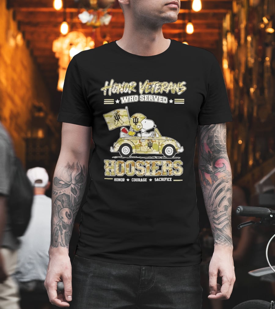 Indiana Hoosiers Snoopy Honor Veterans Who Served Courage Sacrifice T-Shirt
