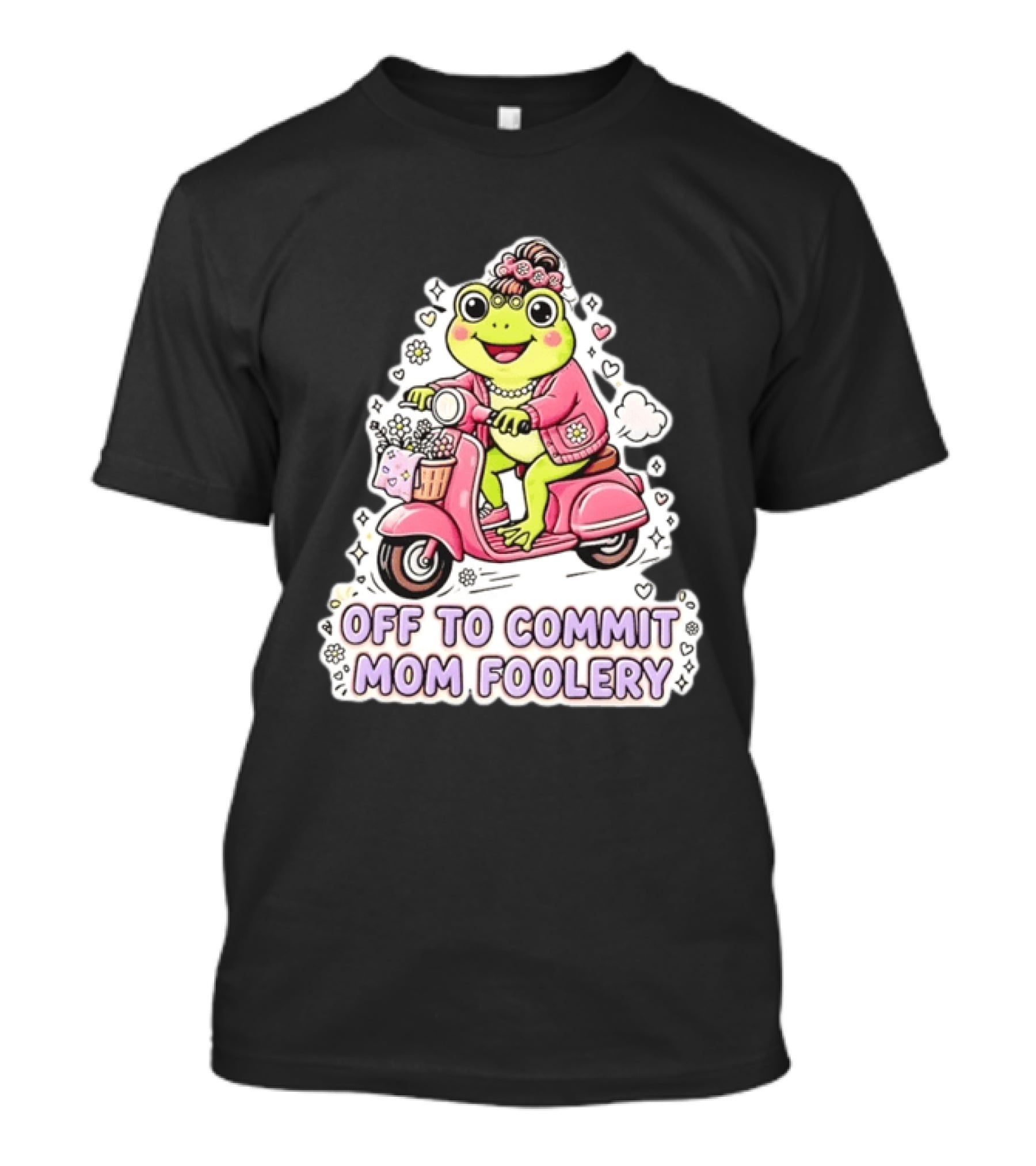 Off To Commit Mom Foolery Frog Headband Riding Scooter T-Shirt