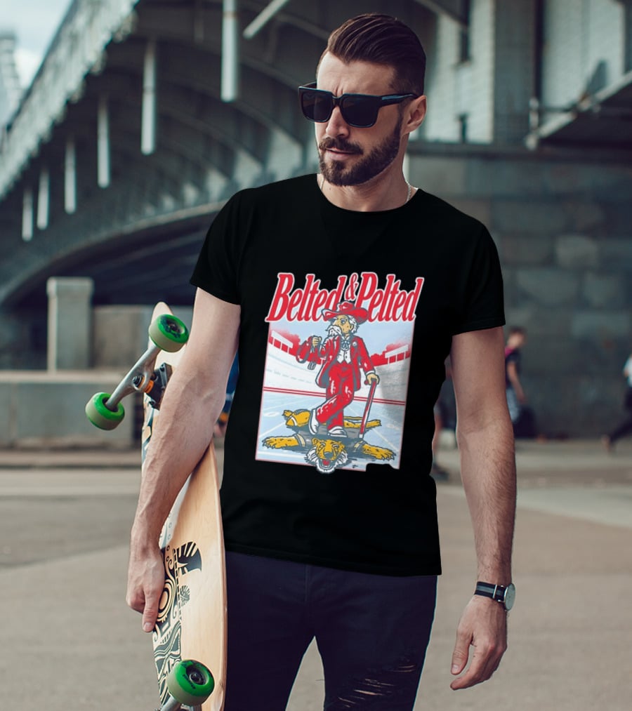 Old Row Belted And Pelted Red Suit Stadium Tiger Rug T-Shirt