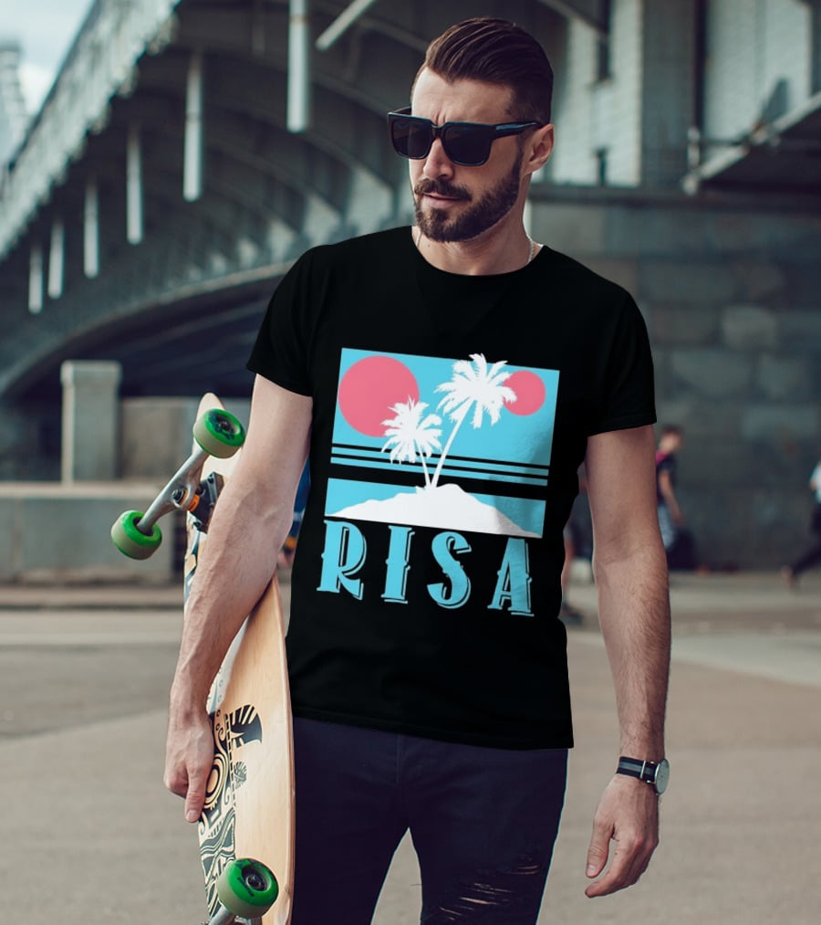 Risa Tropical Island Vacation Palm Trees And Sunset T-Shirt