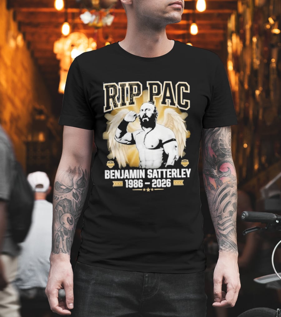 RIP PAC Benjamin Satterley 1986 2026 Memorial Wrestling Angel Wings T-Shirt