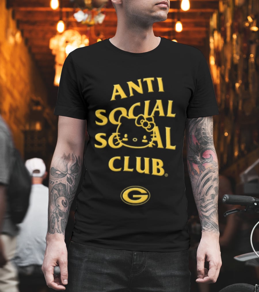 Anti Social Social Club Hello Kitty Green Bay Packers Collaboration T-Shirt