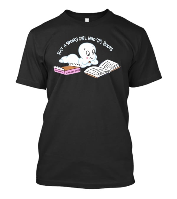 Just A Spooky Girl Who Loves Books With Chocolates Cute Ghost Reading T-Shirt