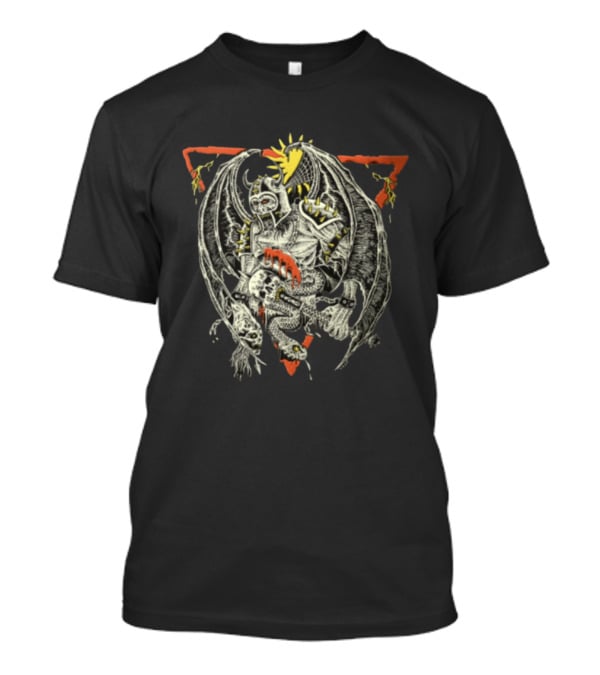 Winged Demon Warrior Spiked Helmet Skull Snake T-Shirt