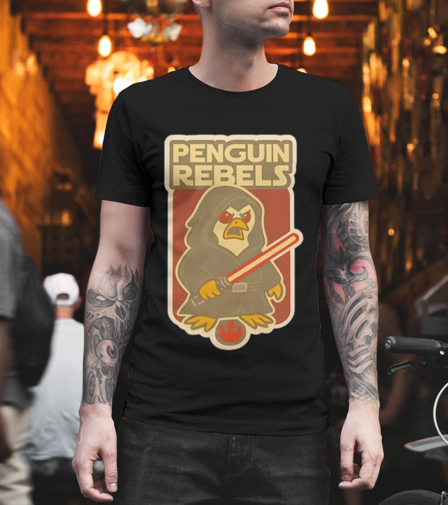 Penguin Rebels Star Wars Lightsaber Hooded Jedi Bird T-Shirt