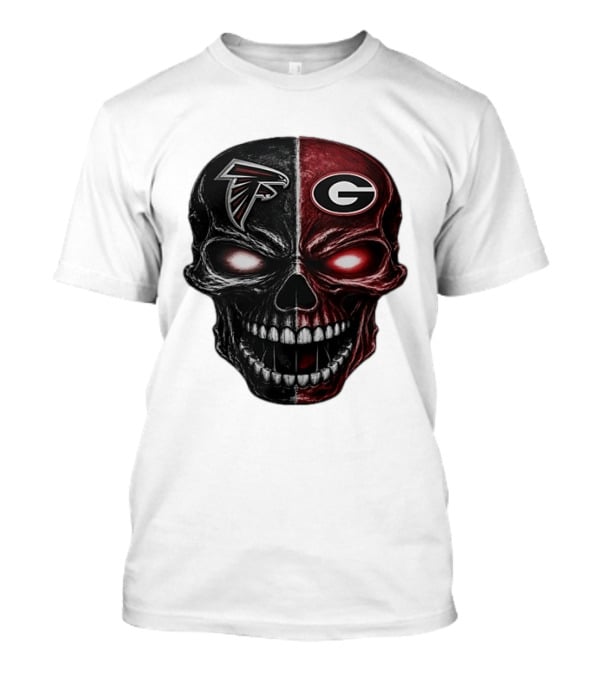 Atlanta Falcons Georgia Bulldogs Split Skull NFL College Football Fan Merch T-Shirt