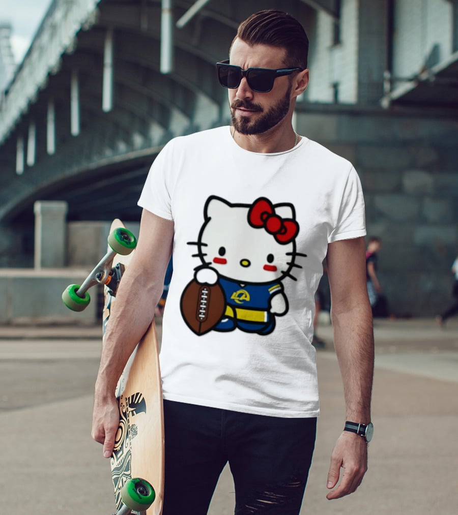 Hello Kitty Los Angeles Rams Football Fan Cartoon T-Shirt