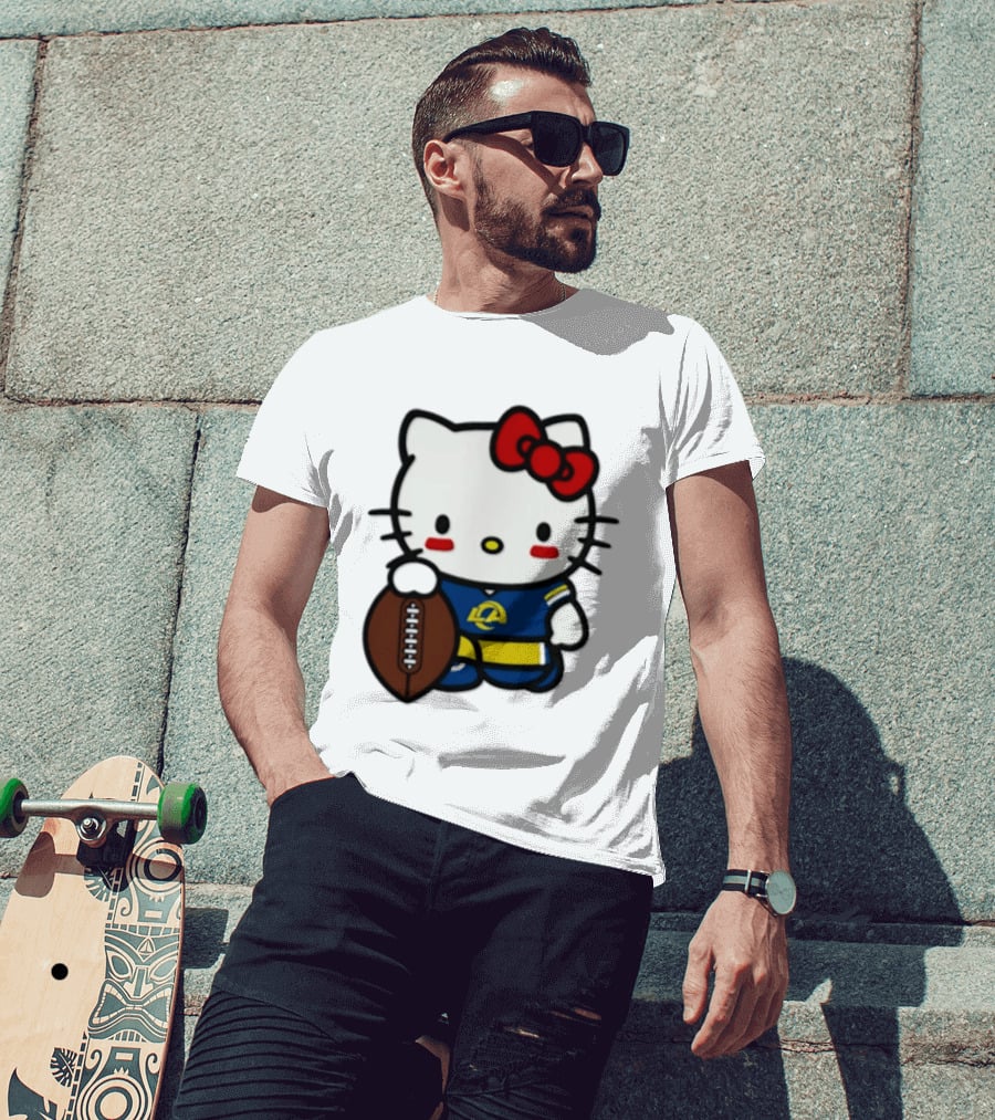 Hello Kitty Los Angeles Rams Football Fan Cartoon T-Shirt