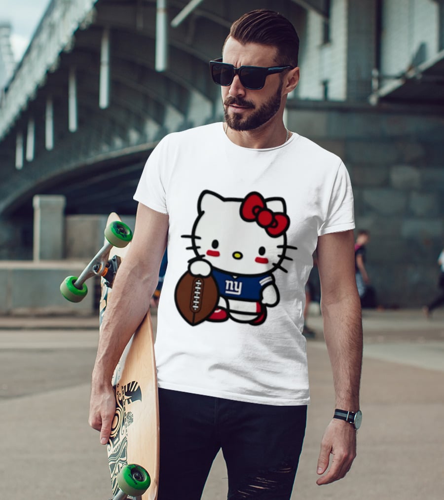 Hello Kitty New York Giants Football Cartoon Player T-Shirt