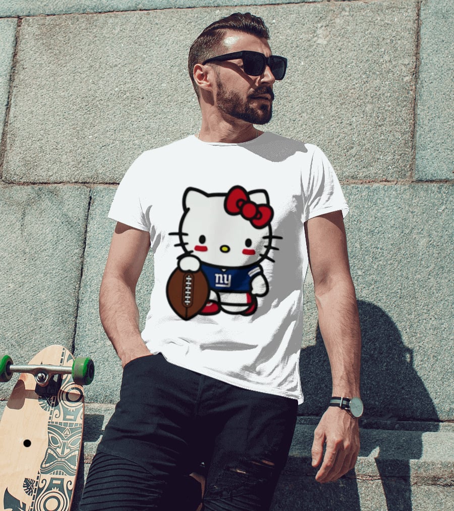 Hello Kitty New York Giants Football Cartoon Player T-Shirt