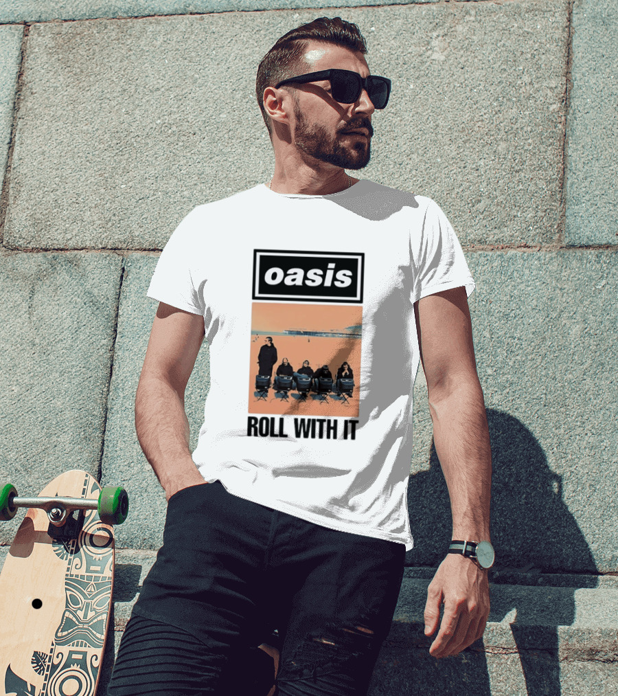 Oasis Roll With It Britpop Band Liam Gallagher T-Shirt